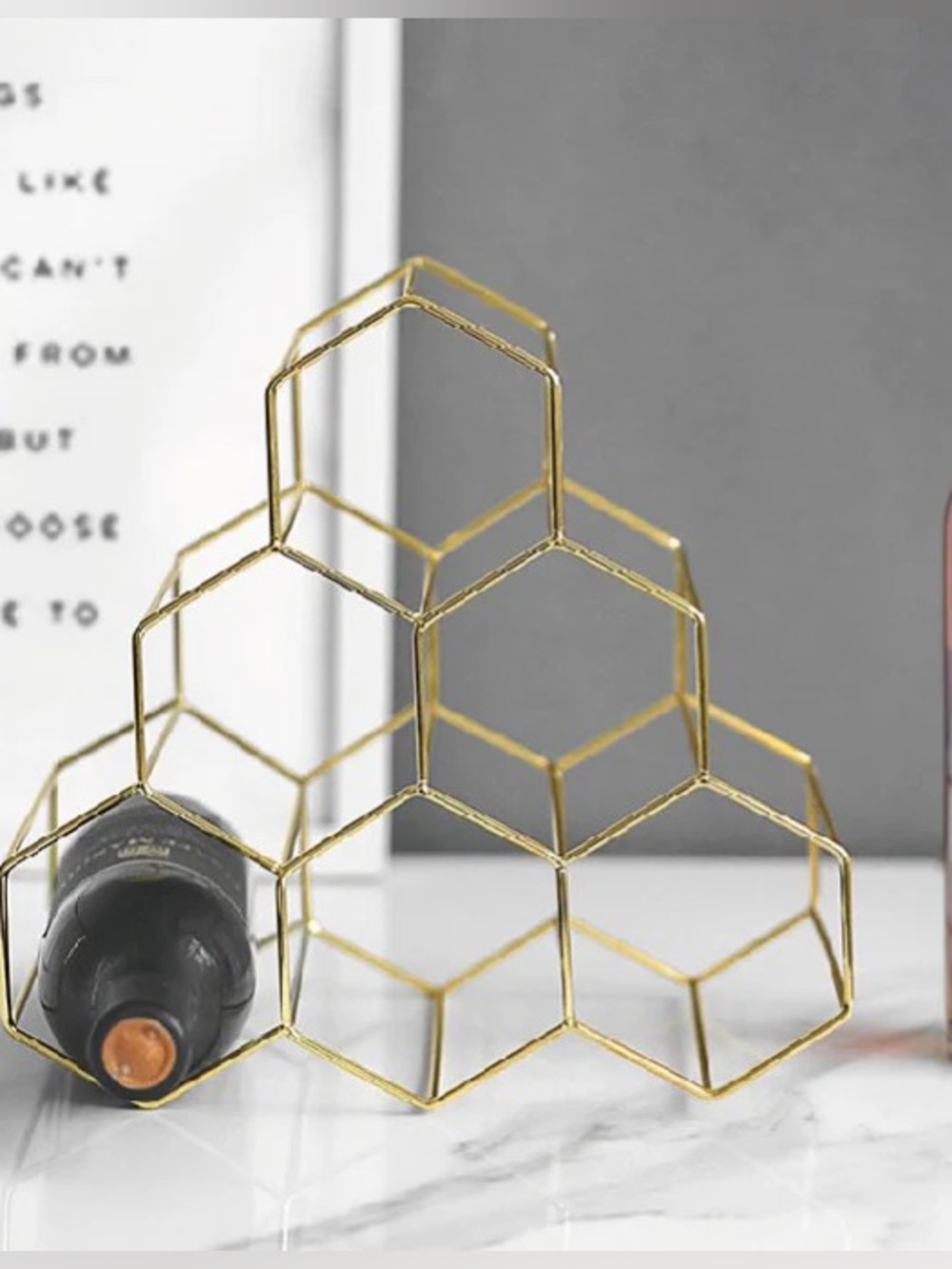 Gold Geometric Wine Rack - Picture 2 of 7